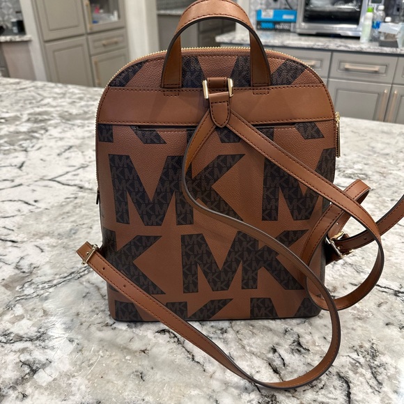 Michael Kors Cindy MK Graphic Luggage Backpack NWT Authentic Women Big MK Logo - Picture 4 of 10